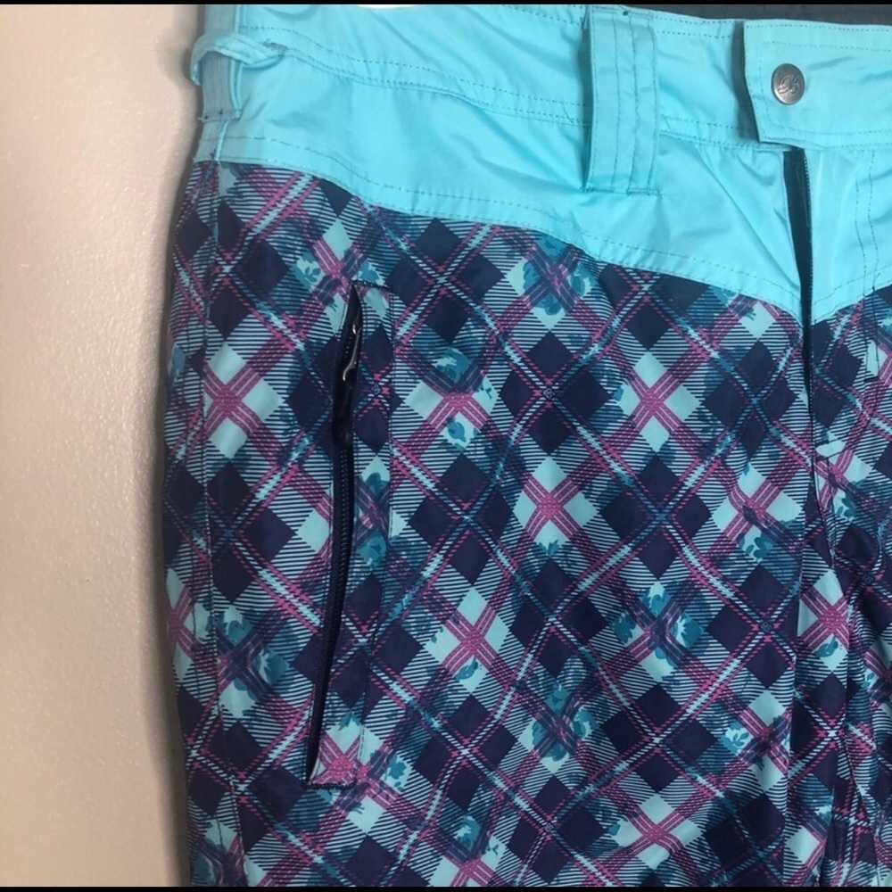 Betty Rides Aqua plaid winter snowboard ski pants size small - Picture 4 of 13